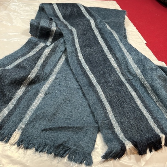 Pokoloko ALPACA LONG BLUE Scarf White Stripe Ecuador Unisex 13"x76" Soft Fringe - Picture 10 of 13
